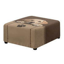 Xoenoiee Labrador Paw Print Ottoman Cover Square, Stretch Square Ottoman Covers Slipcover, Soft Jacquard Cover for Storage Stool, Footstool Protection for Living Room, S