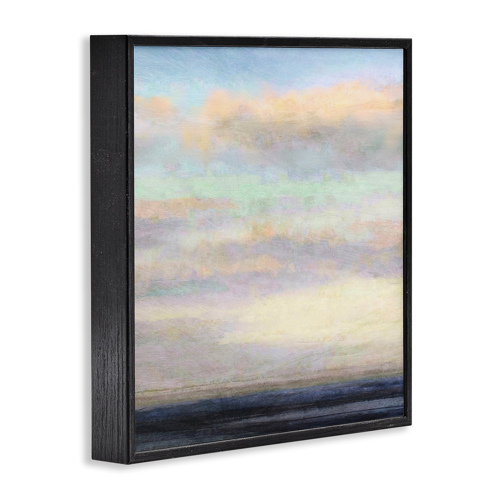 Stupell Industries Cloudy Abstract Bay Scene Coastal Painting Black Framed Art Print Wall Art, 17 x 17