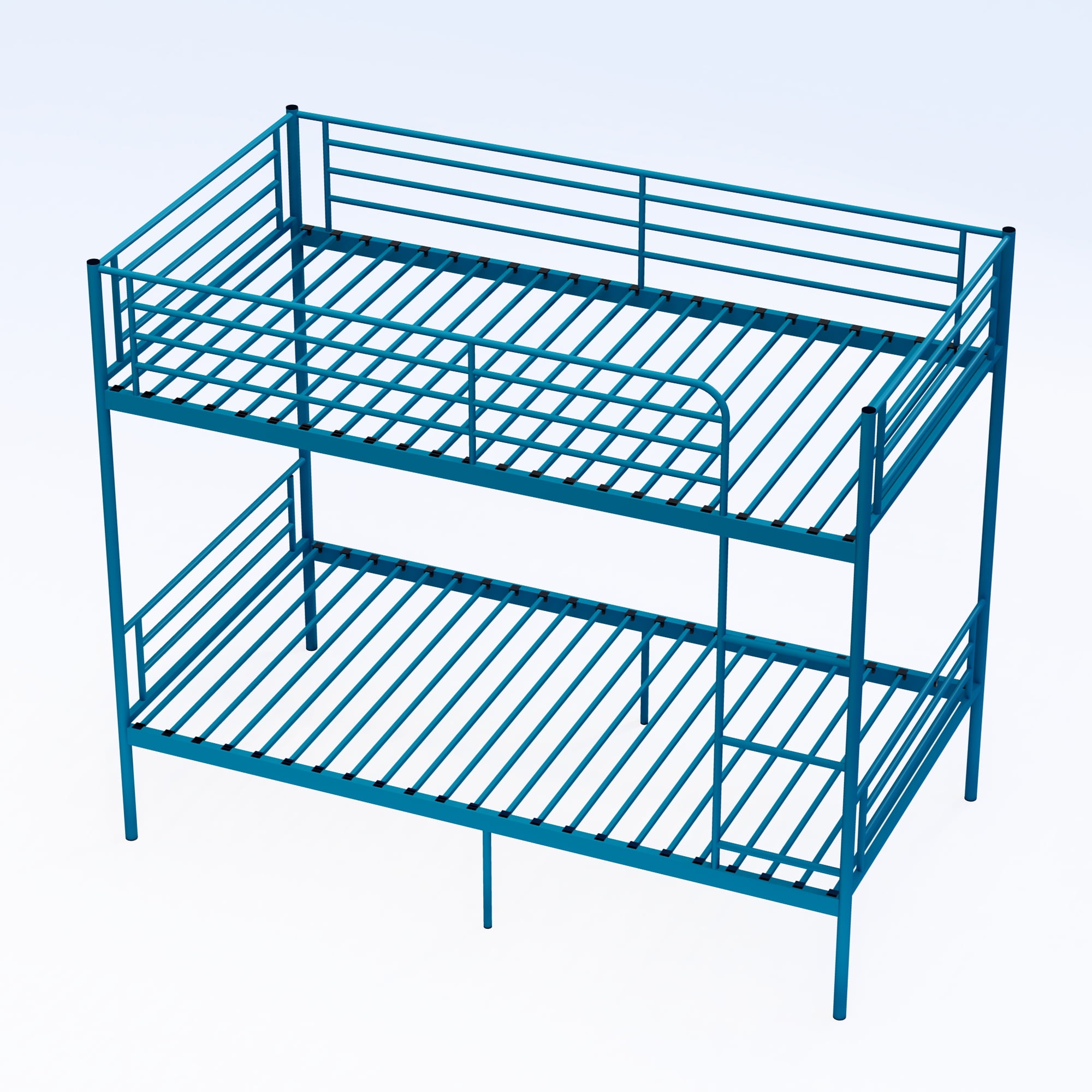 Aisword Twin Over Twin Bunk Bed,Metal Bunk Bed with Built-in Ladder & High Guardrails,Convertible 2 Twin Beds,No Box Spring Needed,Noise-Free,Blue