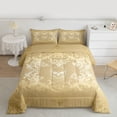 thumbnail image 2 of jejeloiu Gothic Skeleton Pattern Queen Comforter Set,Vintage Bohemian Flowers Bedding Sets,Gold Damask Floral Bedding Comforter Set For Adults,Ultra Soft Home Decor Reversible,3pcs, 2 of 8