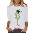 thumbnail image 2 of GaThRRgYP Womens Plus Size Tops,Sweatshirts for Women Oversized,Women's St. Patrick's Day Printed Crew Neck 3/4 Sleeve T-Shirt Loose Tops White XXL, 2 of 4