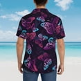 thumbnail image 6 of Easygdp Purple Butterfly Men'S Summer Casual Short Sleeve,Short Sleeve Button-Down Shirt, Lapel Loose Breathable Hawaiian Short Sleeve - Xx-Large, 6 of 9