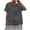Gray, variant on Womens Cotton Linen Tops Summer Button Up Hooded Short Sleeve Tops with Side Drawstring Loose Fit Peasant Gauze Casual Basic Tees Purple M