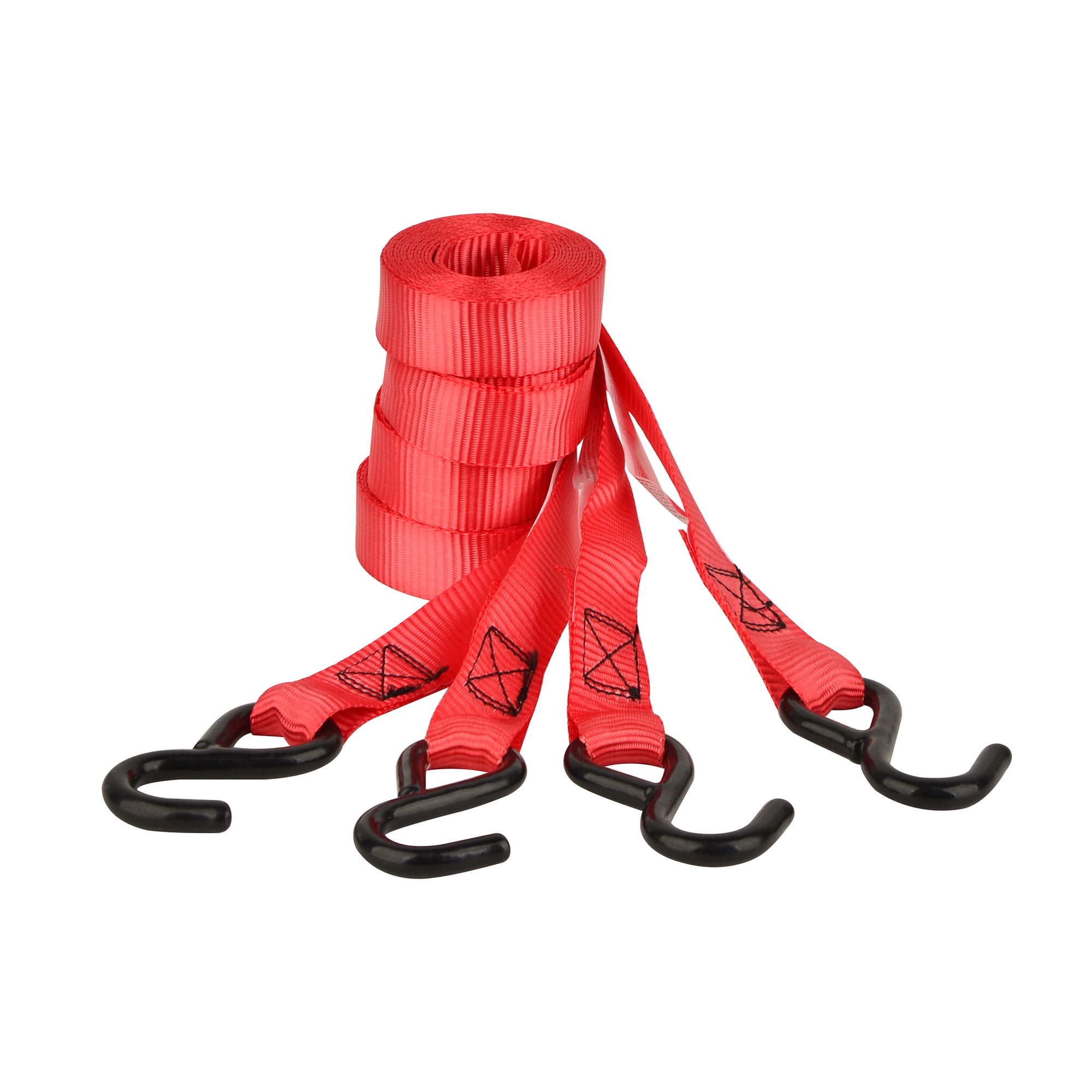 Hyper Tough 1" x 10' Tie-Down Ratchet 300lbs WLL with S hooks 4 Pack