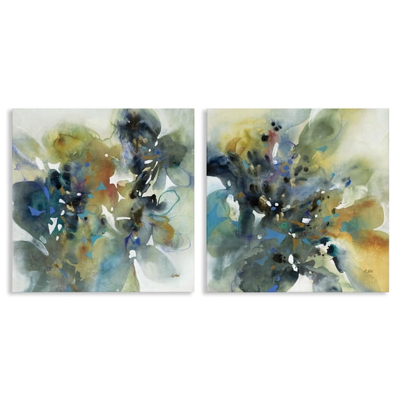 Stupell Industries Layered Faded Abstracts Abstract Painting Wrapped Canvas Art Print Wall Art, 17 x 17, Set of 2