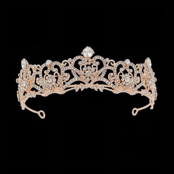 Nvzi Tiara de boda para novia, diadema de princesa, corona de novia, joyería para el cabello con diamantes de imitación de cristal,graduación, boda, fiesta de disfraces (B)