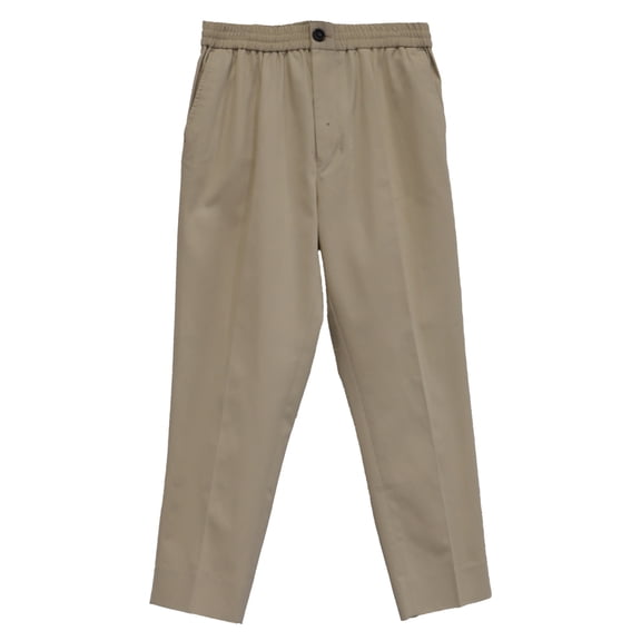 Pre-Owned Ami Mid-Rise Tapered Trousers in Beige Cotton