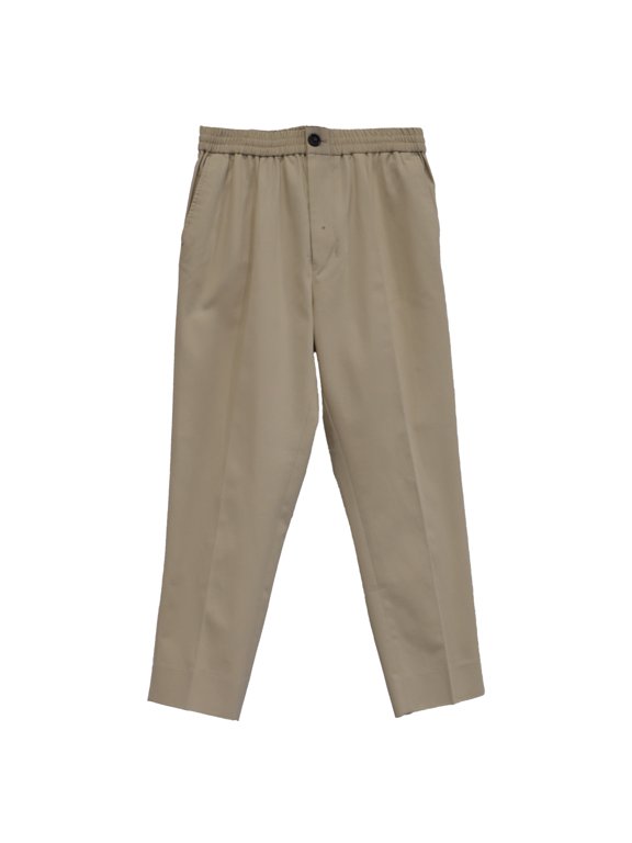 Pre-Owned Ami Mid-Rise Tapered Trousers in Beige Cotton
