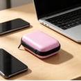 thumbnail image 7 of EVA Travel Cable Organizer Bag, TOUMENY Shockproof Portable Digital Accessory Storage Case, Hard Shell Data Cable Charger Earphone USB Drive Holder for Commuting Business Trip, Pink, 7 of 7