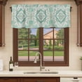 thumbnail image 6 of 2 Pack Valances for Window, Turquoise Boho Short Curtains for Kitchen Bedroom Living Room, Vintage Abstract Art Floral Ethnic Tribe Rod Pocket Small Window Treatment Valance Drapes 42 x 18 Inch, 6 of 8
