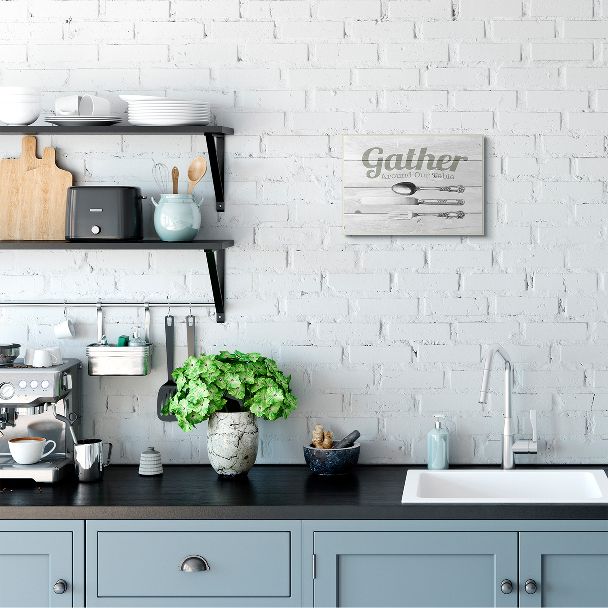 Stupell Industries Gather Silverware Kitchen Wood Texture Word Design Wall Plaque by The Saturday Evening Post, 10" x 15", Wall Plaque