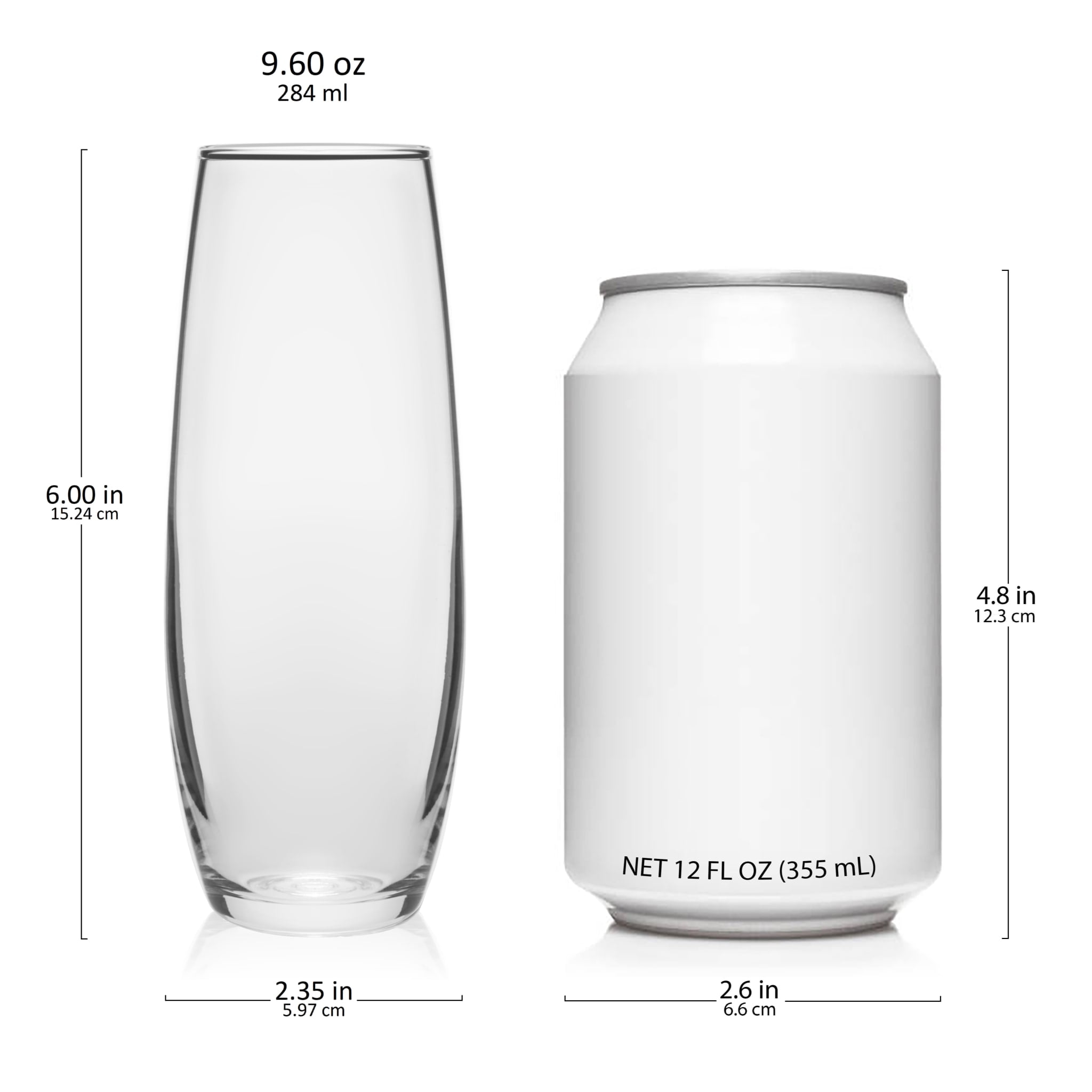 Libbey Stemless Flute Glasses, 9.6-ounce, Set of 6