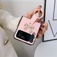 thumbnail image 3 of Dteck for Samsung Galaxy Z Flip 4 5G Case with Crossbody Chain Strap Cute 3D Handmade Sparkle Crystal Diamond Bling Glitter Ring Stand PU Leather Hard PC Phone Case for Women Girls,Pink, 3 of 6
