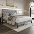 thumbnail image 2 of Home Design Groton Twin Tufted Velvet Upholstered Panel Bed Frame with Button-Tufted Headboard & Wingback Design, Silver Gray, Easy Assembly, 2 of 12
