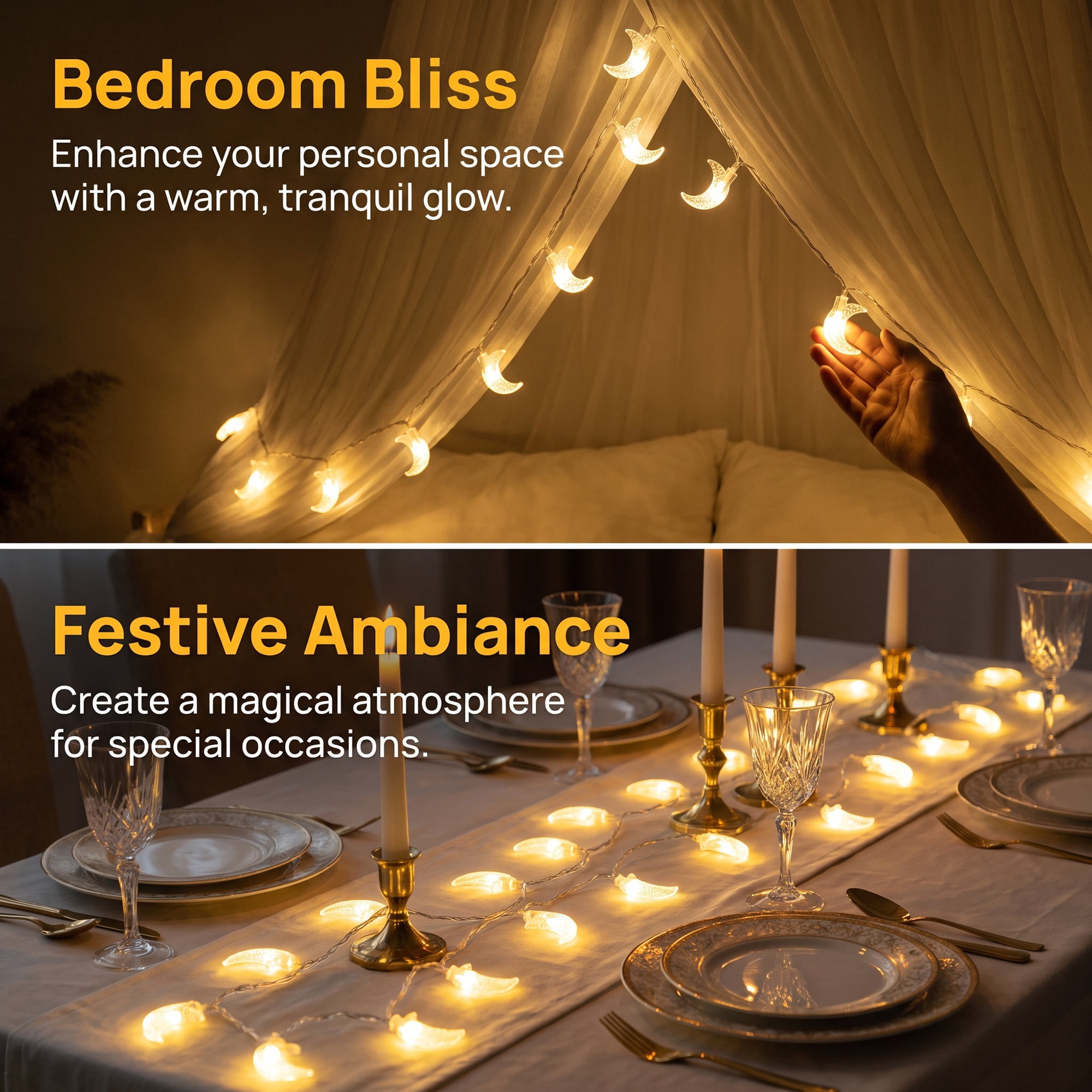 Unique Bargains Moon Fairy Lights for Decor 9.8 ft Battery Operated Twinkle Lights