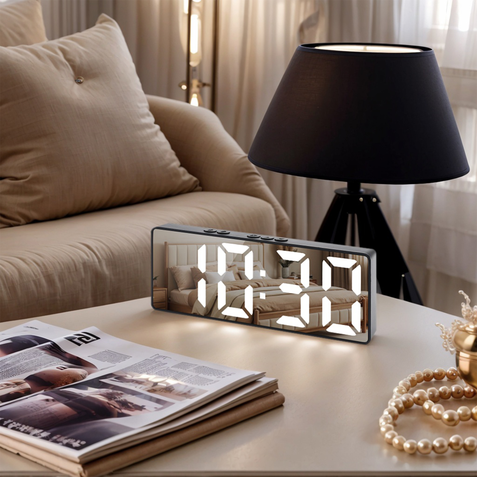 Unique Bargains LED Alarm Clock Black Housing and Black Lens 6.3"L x 1.2"W x 2.4"H