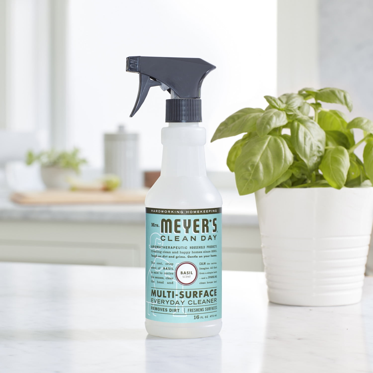 (3 pack) Mrs. Meyer's Clean Day Multi-Surface Everyday Cleaner, Basil Scent, 16 Fl Oz Bottle
