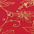thumbnail image 5 of Poinsettia Christmas Tablecloth - 60 Inch Round, Red, Decorative Table Cover for Kitchen, Dining, Holiday, 5 of 7