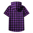 thumbnail image 4 of Xyant Boys Girls Plaid Flannel Shirts Unisex Kids Short Sleeve Casual Button Down Shirt with Hood (Purple,6-7 Years), 4 of 5