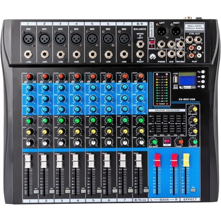 Miumaeov Professional 8 Channel Live Mixer Stereo Sound Bluetooth Mixing Console USB