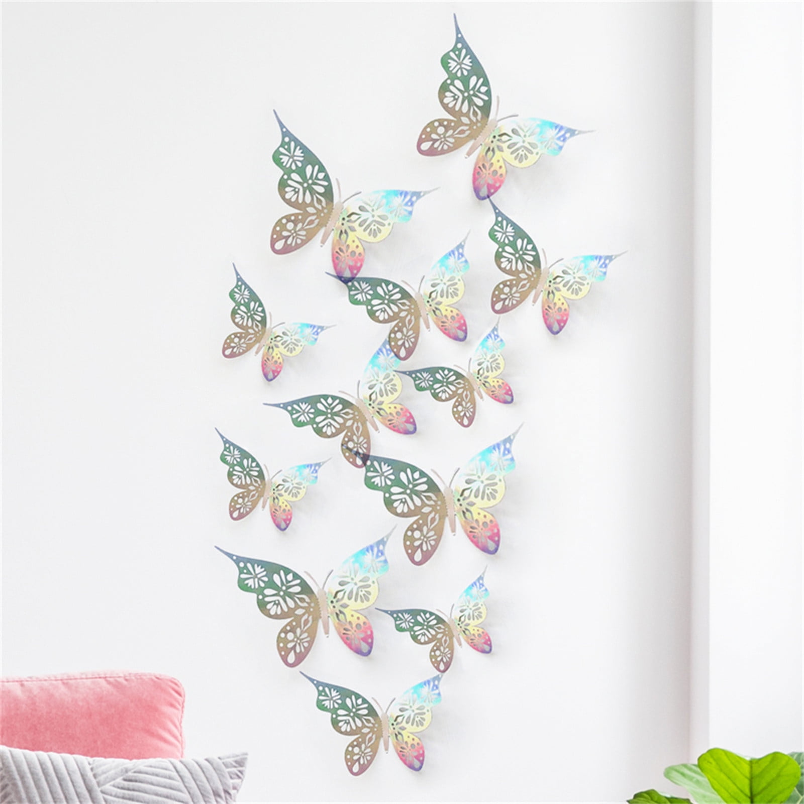 Uonlytech 48 Pcs 3D Butterfly Wall Girl Wall Sticker 3D Butterfly Stickers  3D Butterfly Wall Decor Butterfly Craft Stickers Butterfly Vinyl Decals