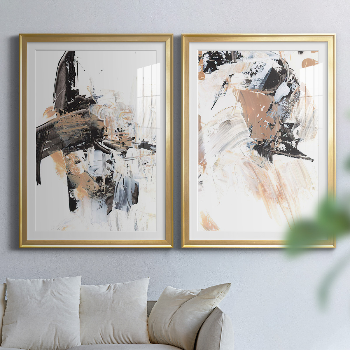 Wexford Home Ruckus I Premium Framed Print, 30.5" x 42.5" - Ready to Hang, Gold (Set of 2)