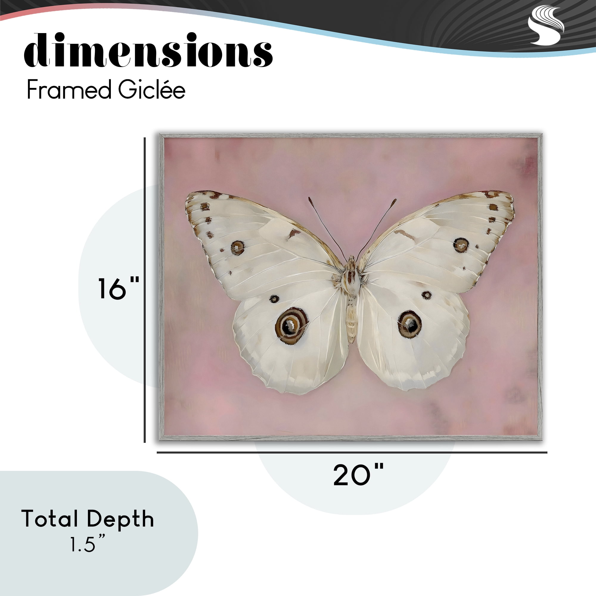 Stupell Industries Gossamer Butterfly on Blush Background Gray Framed Giclee Art, design by Arlington Prints