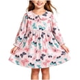 thumbnail image 2 of Wilark Girls Cotton Dress Size 4 T, Long Sleeve Printed Casual Cute Fall A Line Dress Pink, 2 of 9