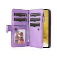 thumbnail image 4 of Allytech Wallet Case for Samsung Galaxy S23 FE with Zipper Pocket & 9 Card Slots & Wrist Strap, Fashion PU Leather Kickstand Magnetic Closure Shockproof Non-Slip Case for Women Men - Purple, 4 of 8