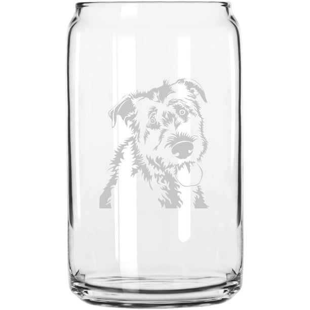 Irish Wolfhound Dog Themed Etched All Purpose 16oz Libbey Can Glass 
