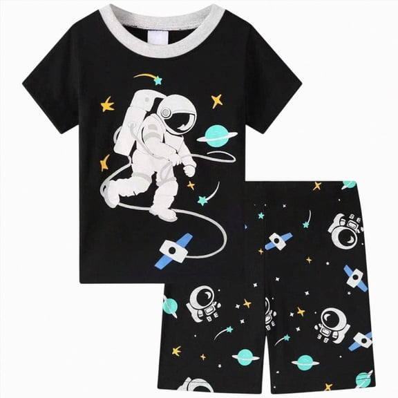 CAICJ98 Toddler Car Pajamas Boys Kids Short Cool Summer Snug fit Pjs Set 2pcs Toddler Clothes (Black,7-8 Years)