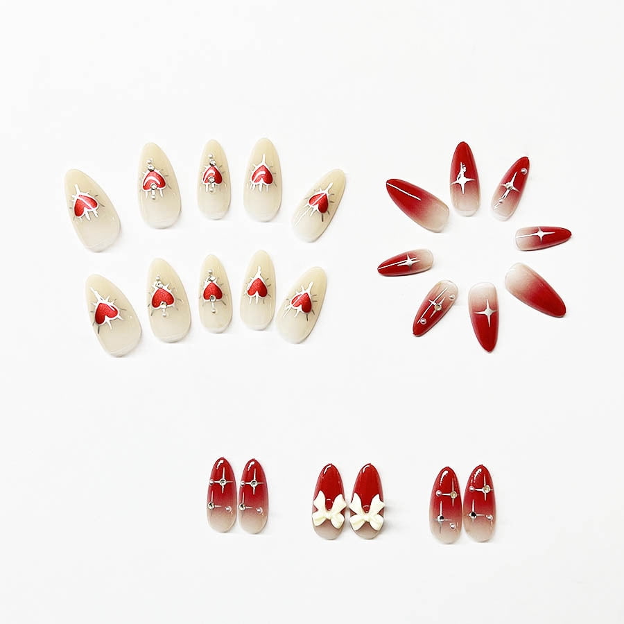 Long Almond Nail Pure Love Sweet Bow Classic Versatile Gentle Removable Wear Nail Fake Nail Pieces