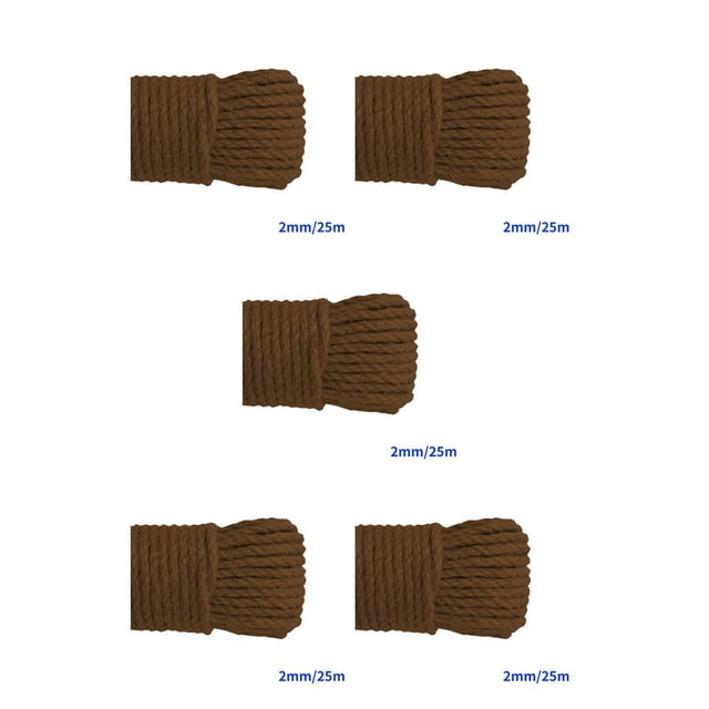 tredstone Color Rope Roll Twine String Cord DIY Handmade String Accessories Craft Scrapbooking Making Tool brown 2mm x 25m 5Set