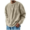 thumbnail image 2 of Men's Plus Size Shirt Long Sleeve Crew Neck Solid Color Big&Tall Shirts Casual Loose T-shirt Outdoor Sport Pullover Blouse Outerwear S-4XL, 2 of 6