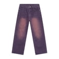 thumbnail image 5 of LODIENY Men Wide Leg Baggy Jeans Y2k Casual Loose Fit Washed Denim Pants Streetwear Work Office Hip Hop Vintage 2000s Jean Trousers with Pockets Purple L, 5 of 5