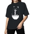 thumbnail image 2 of Ramen Cat: Whisker Noodle Delight Women's T-shirt Black, 2 of 3