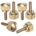 thumbnail image 1 of Uxcell 6-Pack Tornillos de Mariposa Estriados, Perillas de Cabeza Plana de Latón Sólido M3x10mm con Sujetadores de Agarre de Hombro, 1 of 6