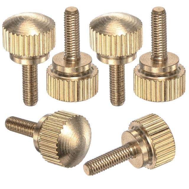 Uxcell 6-Pack Tornillos de Mariposa Estriados, Perillas de Cabeza Plana de Latón Sólido M3x10mm con Sujetadores de Agarre de Hombro