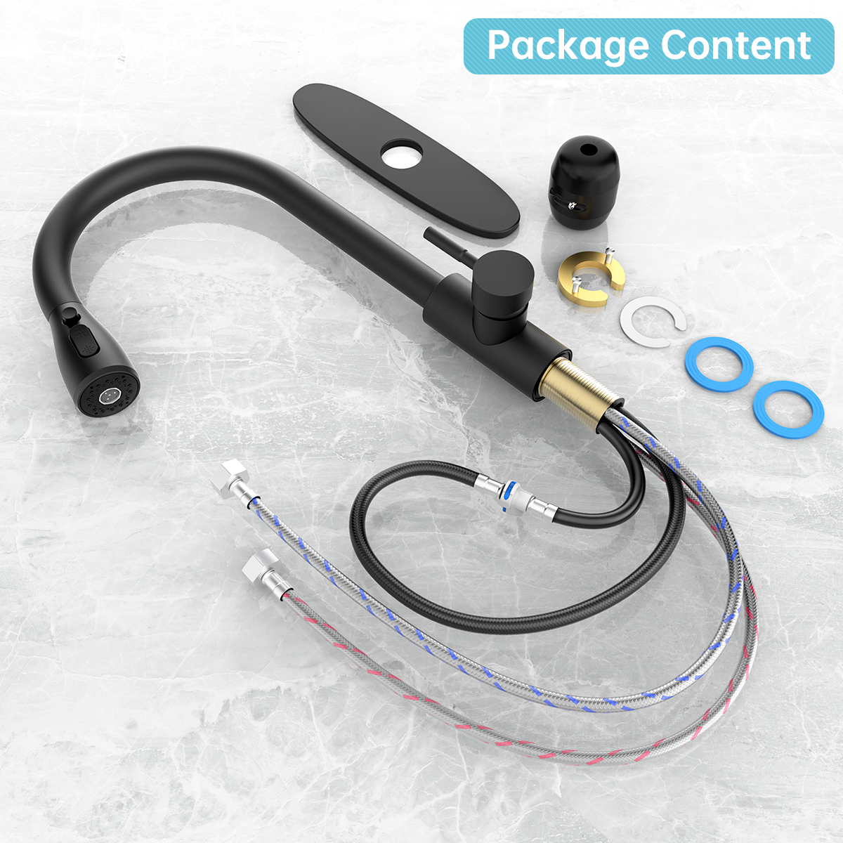 GPED Kitchen Sink Faucet with Pull Down Sprayer photo 2