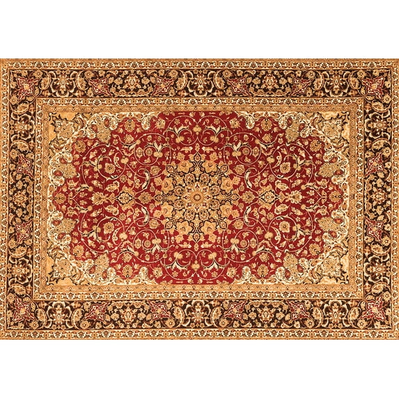 Ahgly Company Indoor Rectangle Medallion Orange Traditional Area Rugs, 3' x 5'