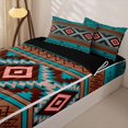 thumbnail image 3 of jejeloiu Boho Tribal Zipper Twin Comforter Sets with Fitted Sheet and 2 Pillowcases,Aztec Pattern Zipper Bedding Set For Boys,Teal Brown Black,Black Reversible,4 Pieces, 3 of 7