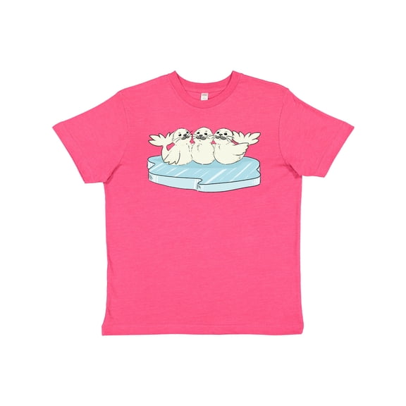 Inktastic 3 Cute White Harp Seals on Ice Youth T-Shirt