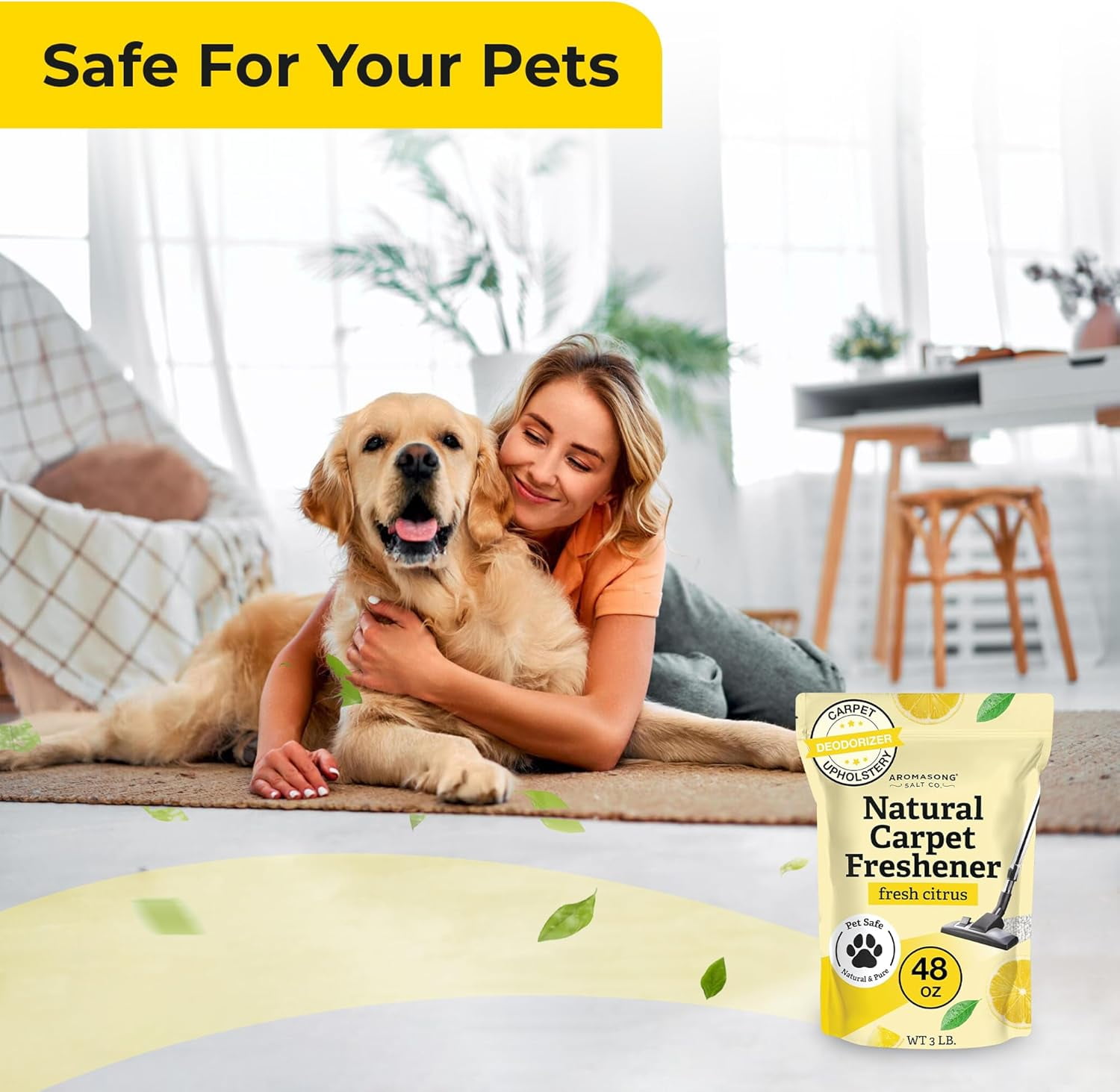 Aroma song Carpet Deodorizer Powder, Pet Odor Eliminator, Baking Soda Carpet Freshener, Pet Safe, Citrus Scent