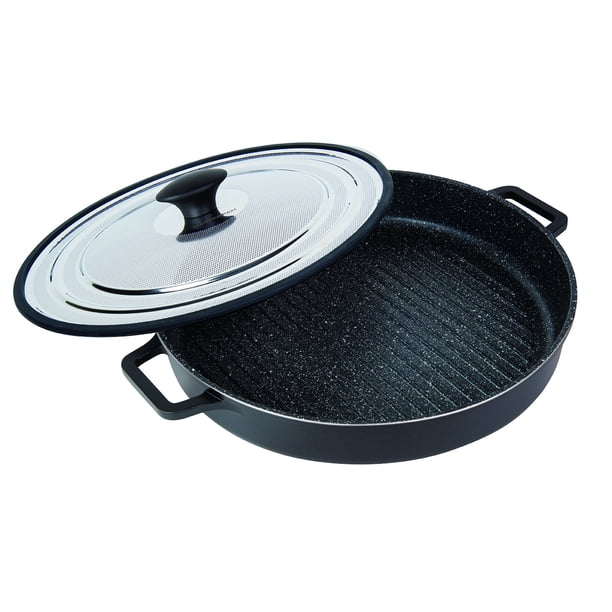 MasterPan Stovetop Oven Grill Pan with Heatin SteamOut Lid 12" Black