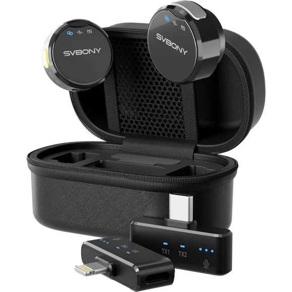 Micrófono Lavalier SVBONY para iPhone con doble receptor