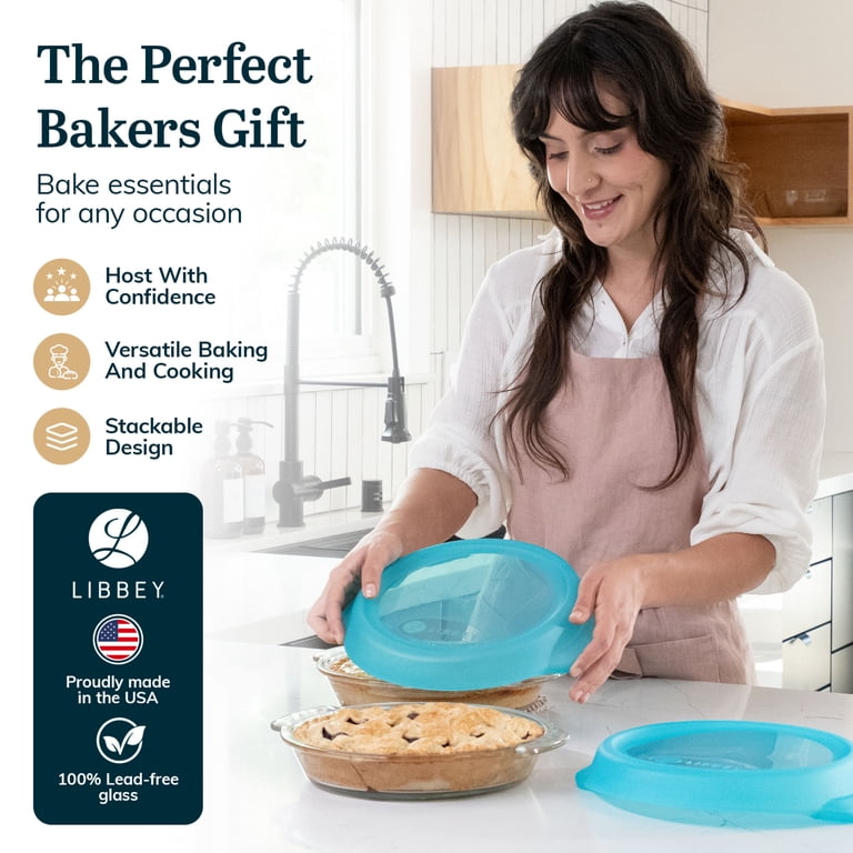 Glass Pie Dishes with Lids, Set of 2, 9-Inch Round photo 2