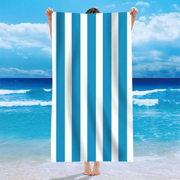 Nkmbld Microfiber Beach Towel, Oversized Stripe Beach Blanket Quick Dry Super Absorbent Bath Towels Soft Sand Free Cooling Towels for Swimming Pool Travel