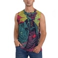 thumbnail image 2 of Goofa Neon Zombie Skull Printed Men's Sleeveless T-Shirt - Athletic Gym Workout Tank Top for Men - Moisture-Wicking, UPF 30+ Quick-Dry Muscle Tee-Large, 2 of 8