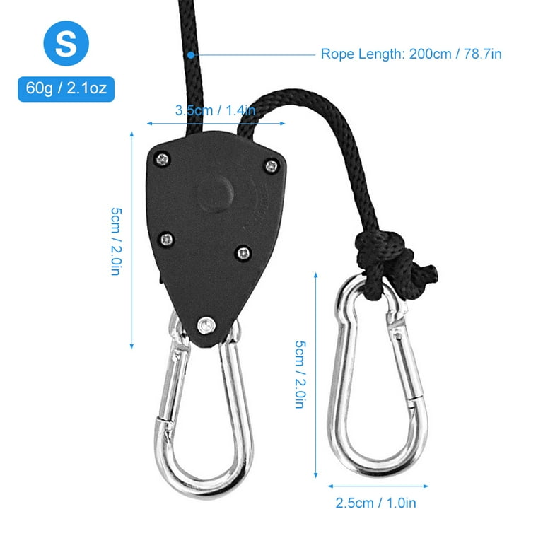 Aibecy 4pcs Pulley Ratchets Heavy Duty Rope Clip Hanger Adjustable Lifting Pulley Lanyard Hanger Kayak and Canoe Boat Bow Rope Lock Tie Down Strap