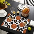 thumbnail image 3 of White Leopard Basketballs Pattern Summer Placemats Table Placemats Set Of 6-Linen Kitchen Washable Placemats Table Mats 11.8"x17.7"Non-Slip Heat Resistant, 3 of 5